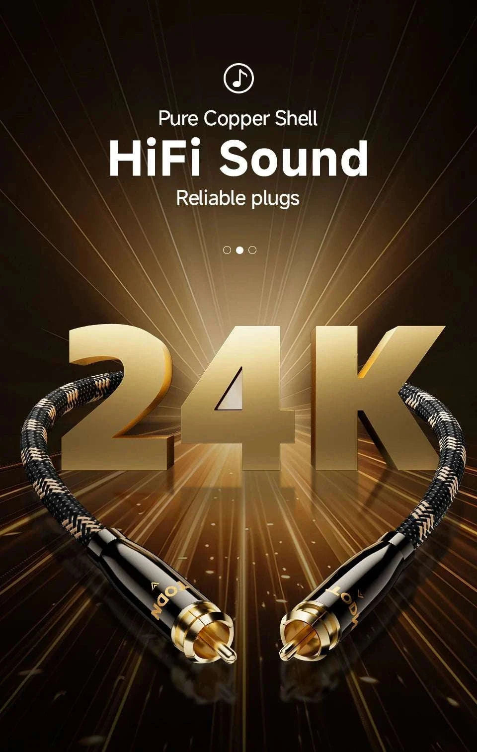 75 Ohm Digital Coaxial RCA Audio Cable for HiFi & Subwoofer Systems-1.5m