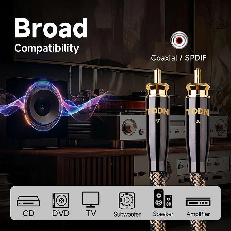 75 Ohm Digital Coaxial RCA Audio Cable for HiFi & Subwoofer Systems-1.5m