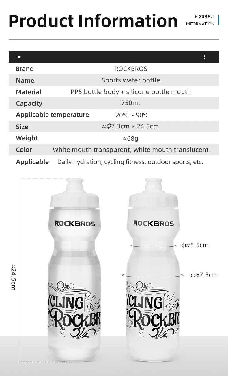 750ML Cycling Water Bottle Squeeze Design Bike Hydration Cup-DCBT69D