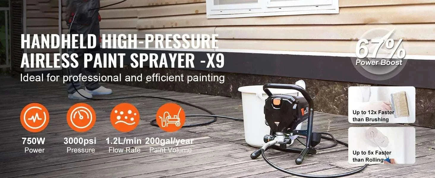 750W/950W Airless Paint Sprayer 3000 PSI High Pressure System-750W / United States