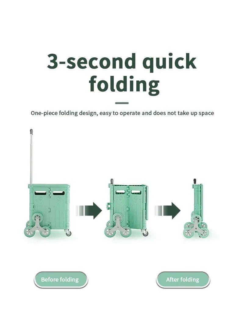 75L Foldable Shopping Cart with 4 Wheels & Telescopic Handle-green / france