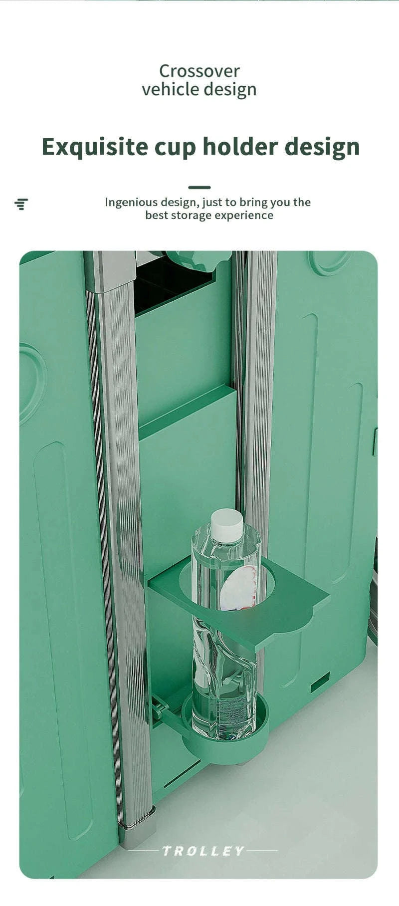 75L Foldable Shopping Cart with 4 Wheels & Telescopic Handle-green / france