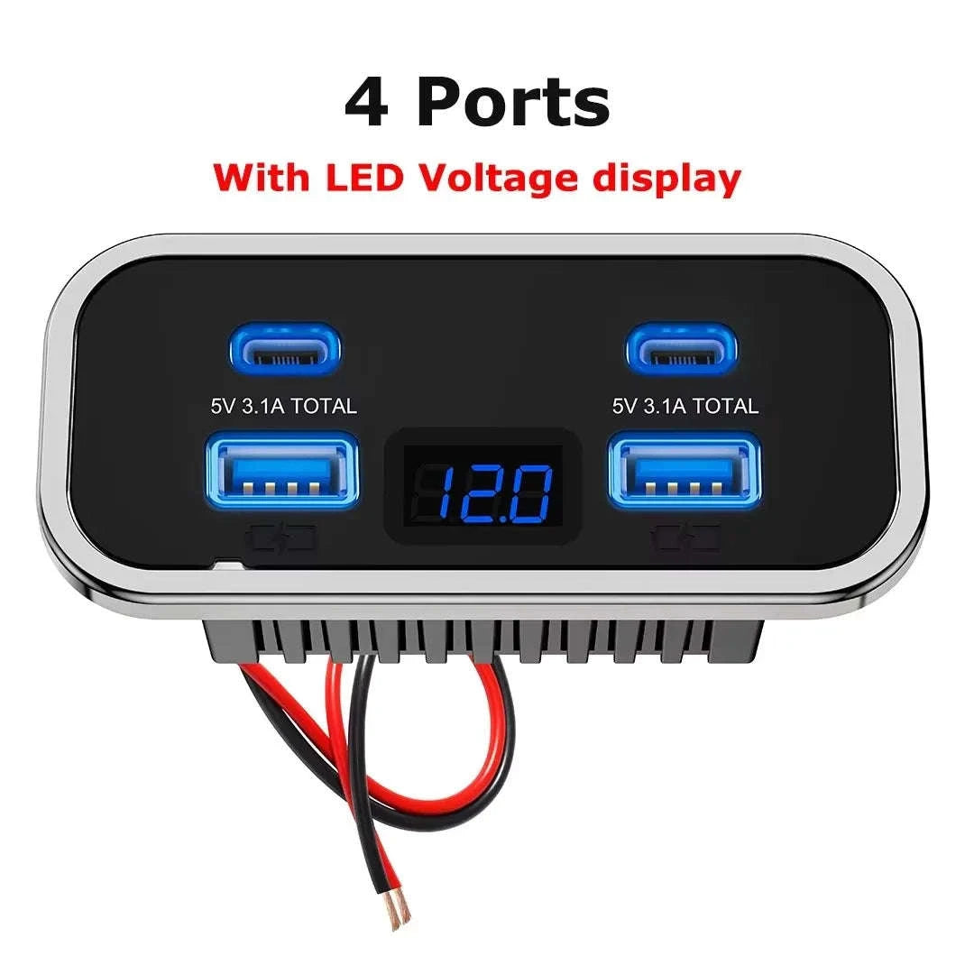 76W 4-Port Fast Charging Panel with Switch-4 Ports-A