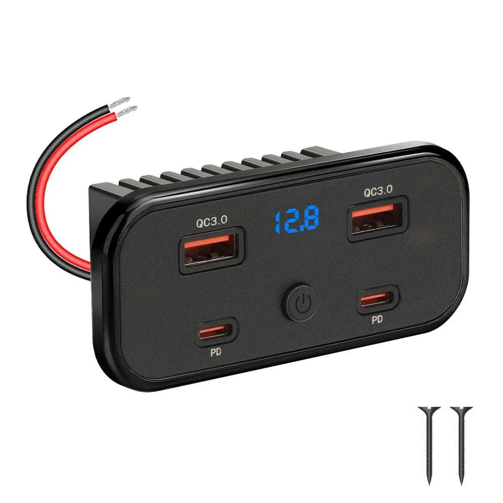 76W 4-Port Fast Charging Panel with Switch-4 Ports-A