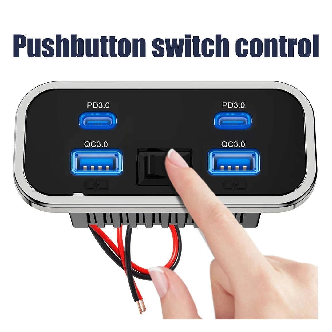 76W 4-Port Fast Charging Panel with Switch-4 Ports-A