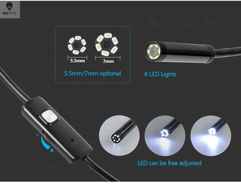 7MM Android Endoscope Camera 3 IN1 Micro USB Type C Borescope Mini Camera Waterproof LED Car Inspection For HUAWEI XIAOMI PC Spy-shop.com