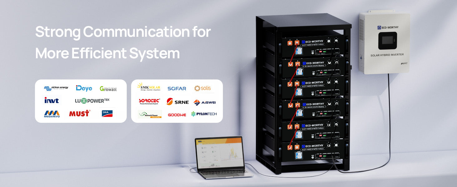 48V 100Ah LiFePO4 baterie pro serverový stojan 5,12 kWh s Bluetooth