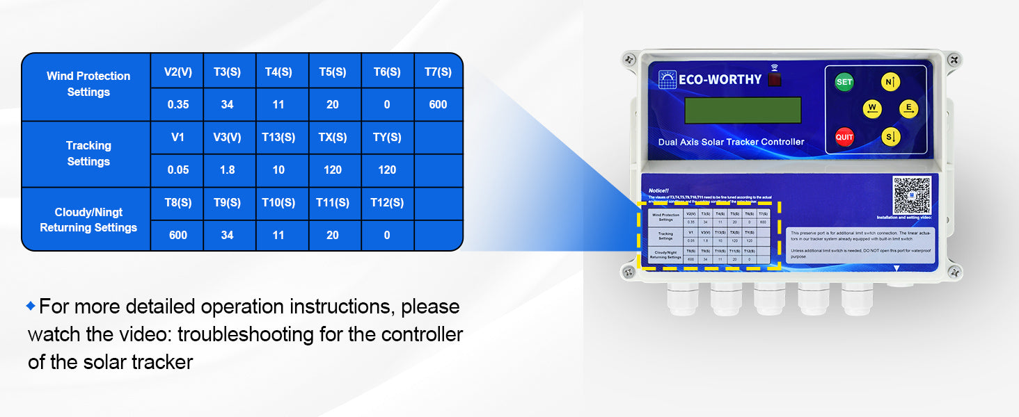 ECO-WORTHY Solar Panel Dual Axis Tracking System (Increase 40% Power) with Tracker Controller for Yard/Farm/Field