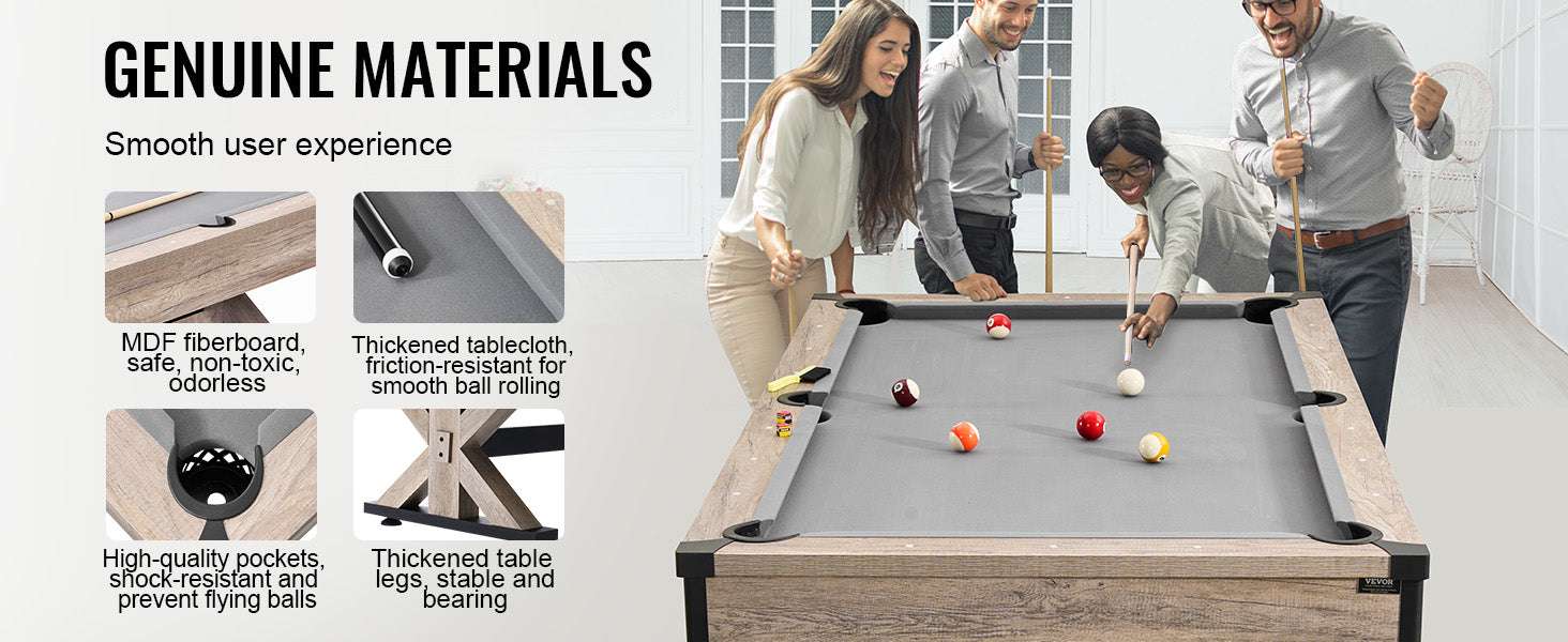 7ft 3-in-1 Pool Table with Dining Top & Table Tennis Set-WoodColor / United States