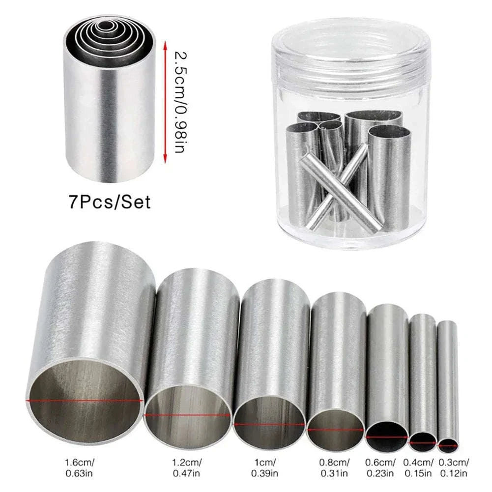 7pcs Stainless Steel Round Hole Cutter Set for Clay & Pottery-United States / 7pcs