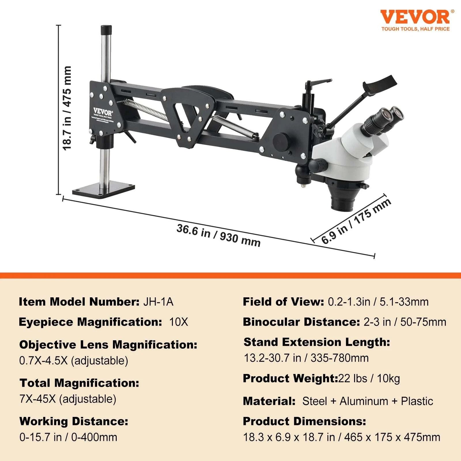 7X–45X Multi-Directional Jewelry Microscope with LED Ring Light-with Ball Vise / france