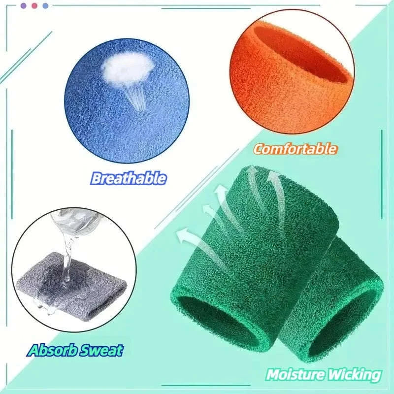 8×10CM Sports Wristbands for Sweat Control and Wrist Support-White (2Pcs)