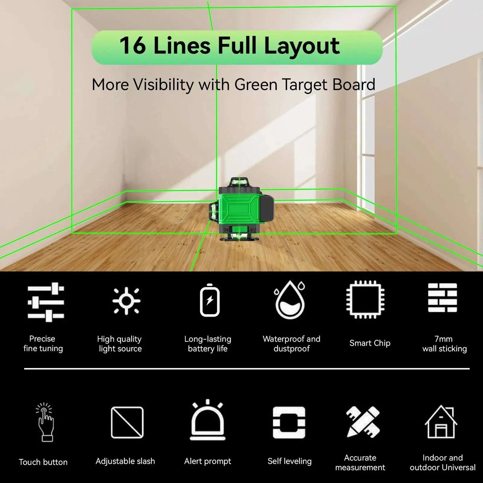 8/12/16 Lines Laser Level with Self-Leveling and Tripod Stand-
