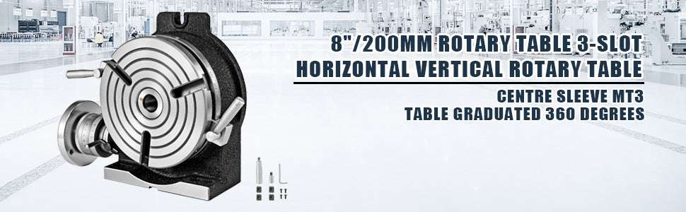 8" 200mm Milling Rotary Table Horizontal Vertical MT3 360° Precision-8-inch 4-slot / GERMANY