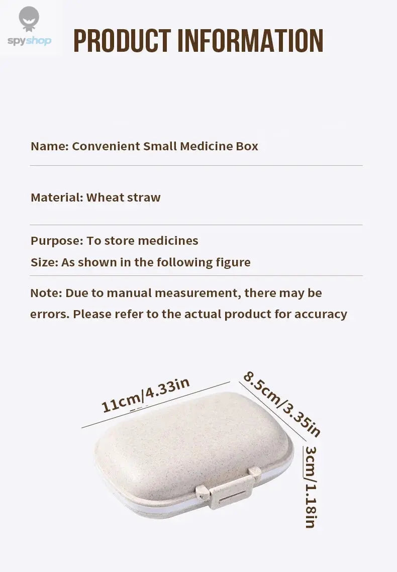 8 Grids Organizer Container For Tablets Travel Pill Box With Seal Ring Small Box For Tablets Wheat Straw Container For Medicines Spy-shop.com