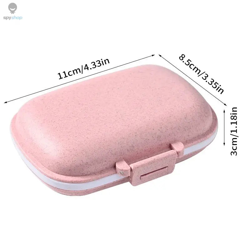 8 Grids Organizer Container For Tablets Travel Pill Box With Seal Ring Small Box For Tablets Wheat Straw Container For Medicines Spy-shop.com