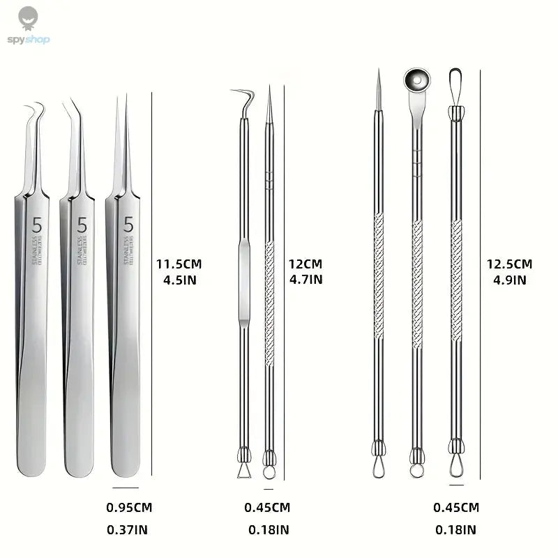 8-Piece Blackhead Remover Kit – Stainless Steel Blemish & Acne Extraction Tools – Professional Pimple Popper Set for All Skin Spy-shop.com
