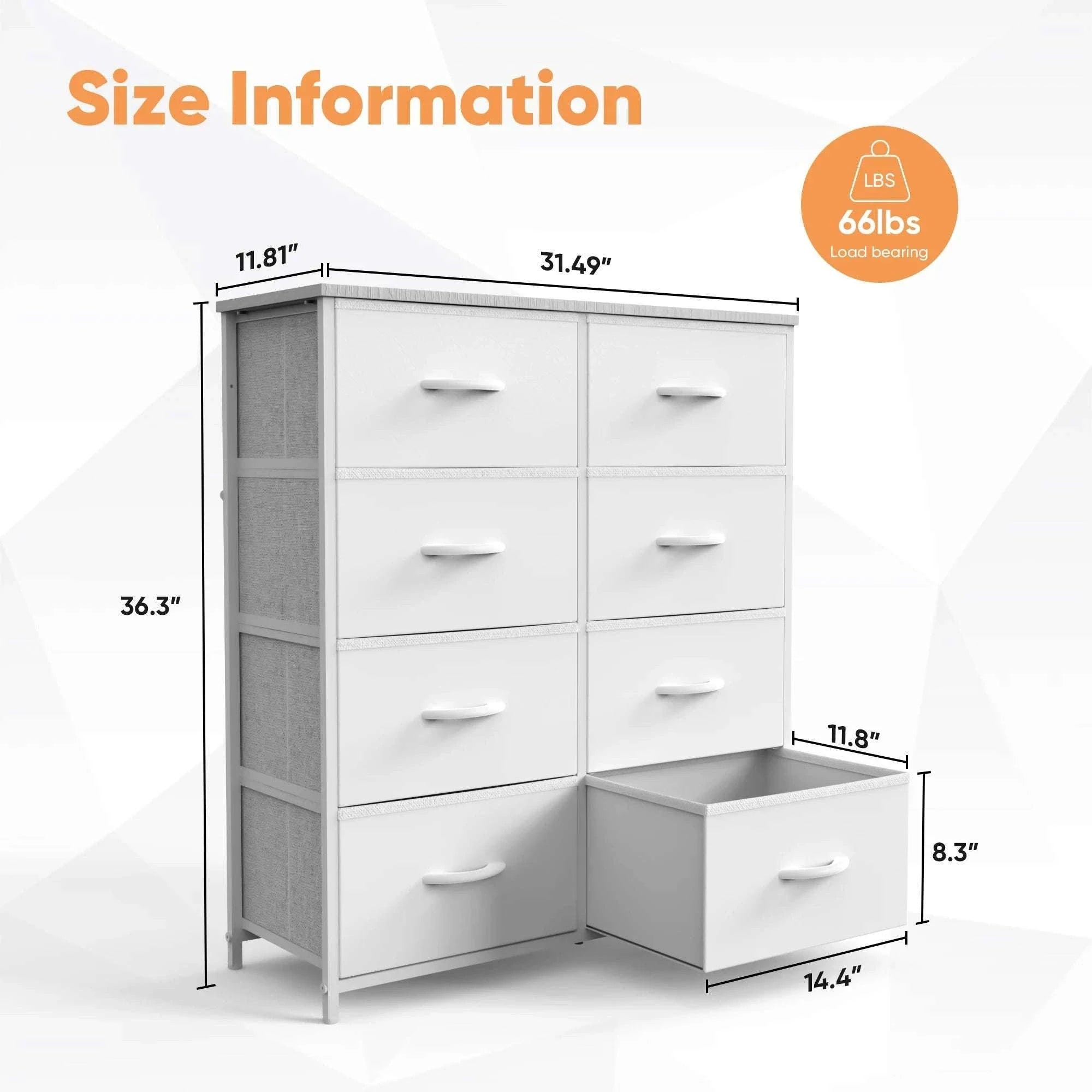 8-Drawer Fabric Dresser Storage Cabinet with Metal Frame-Black / United States
