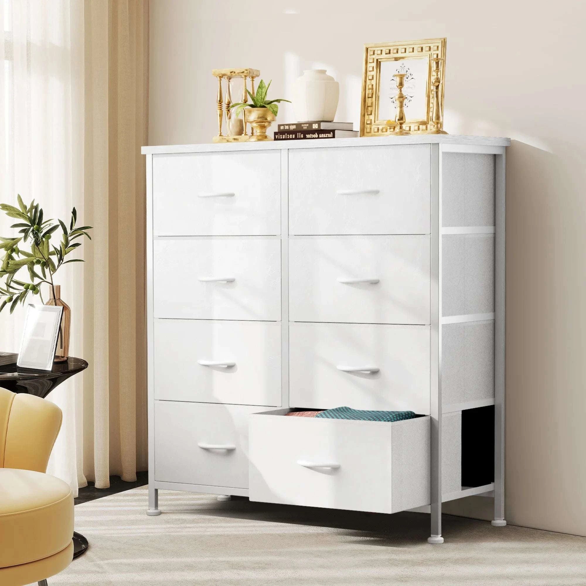 8 Drawer Fabric Dresser Storage Cabinet with Steel Frame-Grey / GERMANY