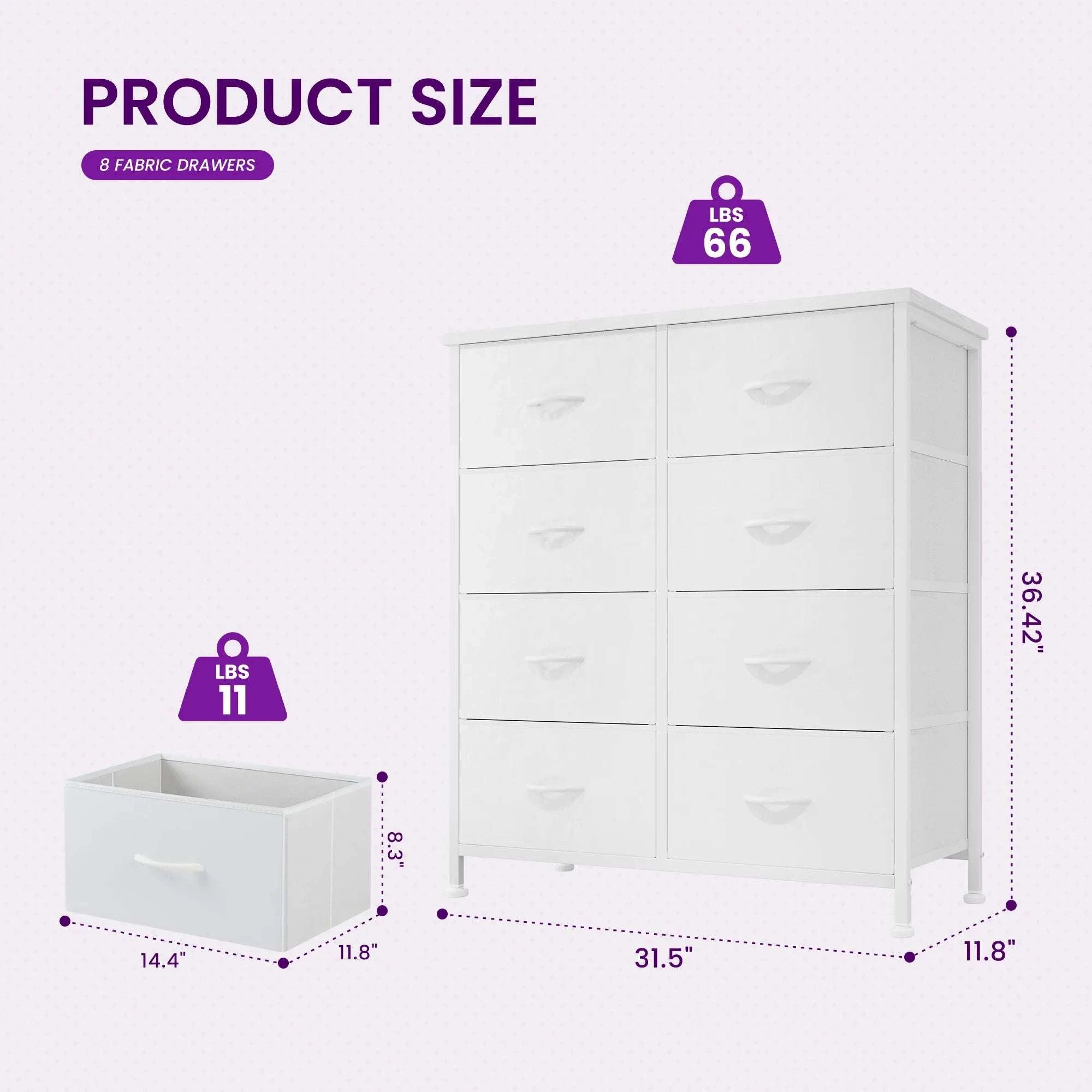 8 Drawer Fabric Dresser Storage Cabinet with Steel Frame-Grey / GERMANY