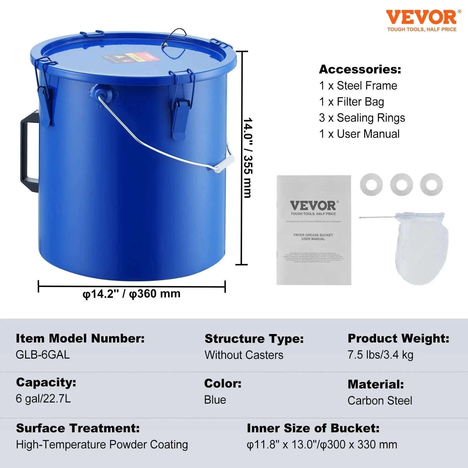8 Gallon Carbon Steel Fryer Grease Bucket-StainlessSteel8gal / Poland