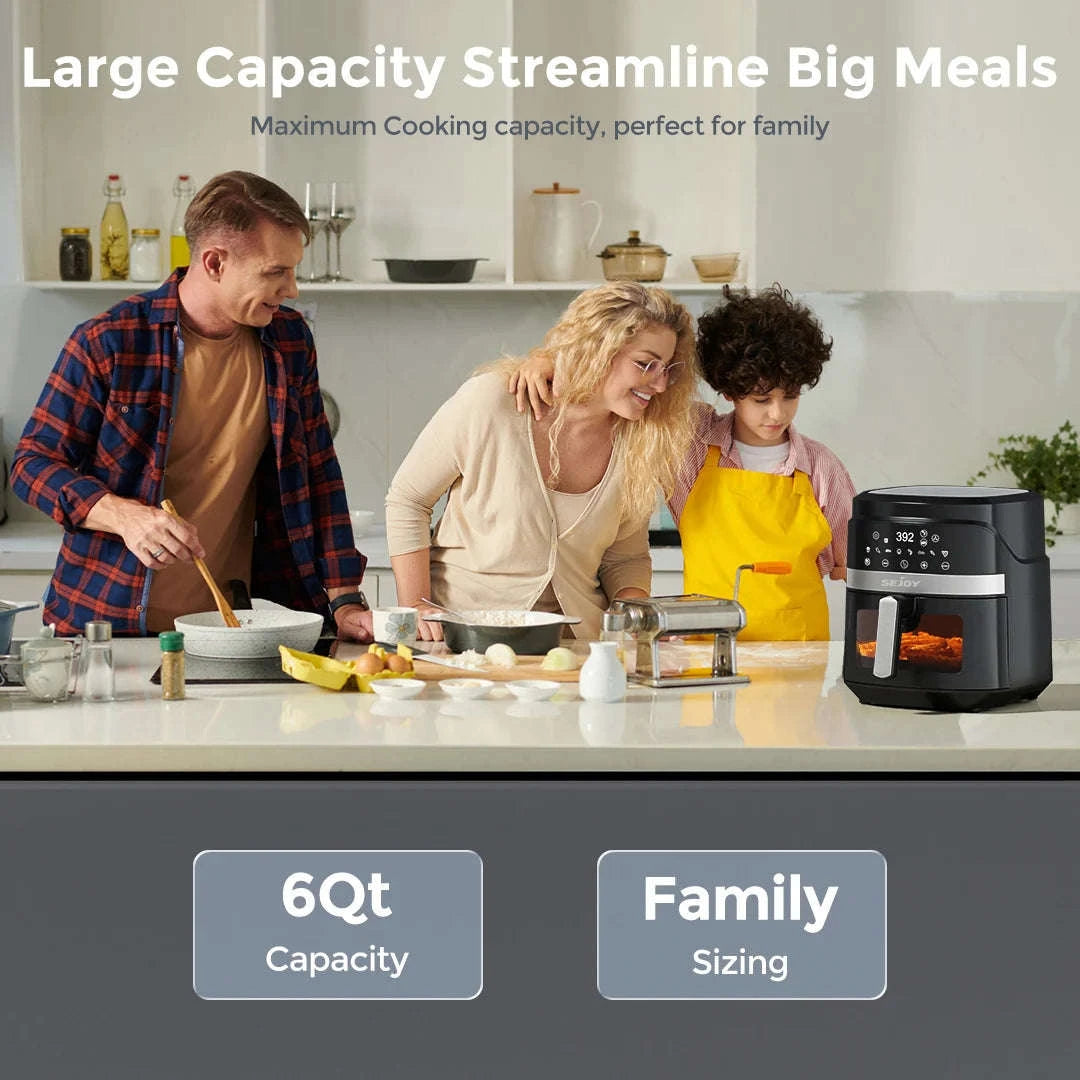 8-in-1 6 Quart Electric Air Fryer Oven-United States / black