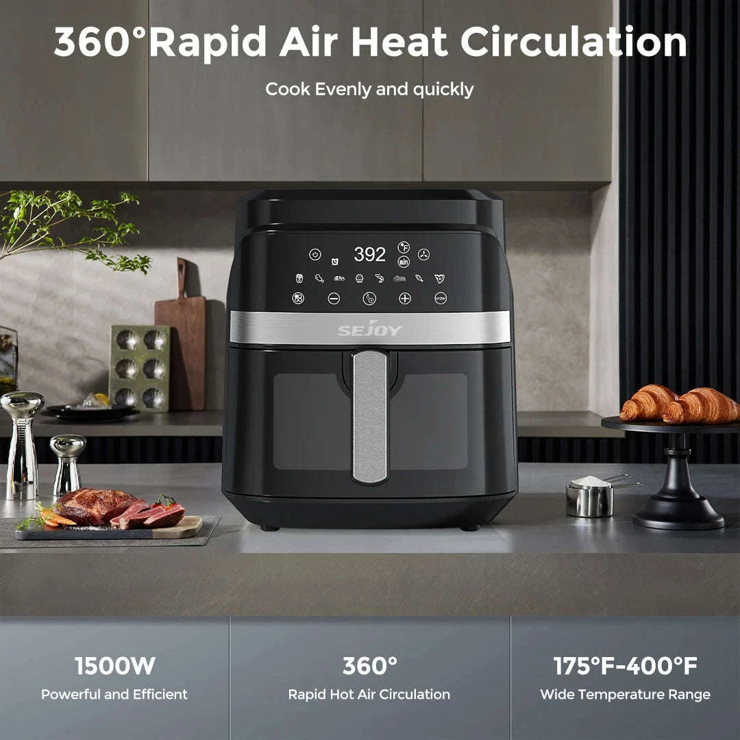 8-in-1 6 Quart Electric Air Fryer Oven-United States / black