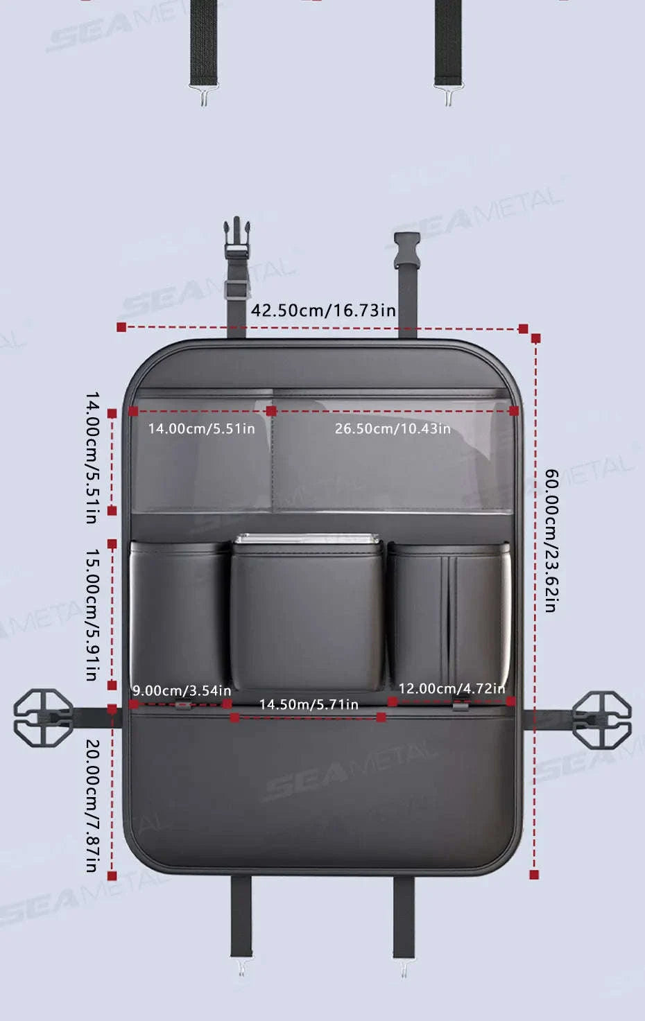 8-in-1 Car Seat Back Storage Bag with Foldable Tray-upgraded version