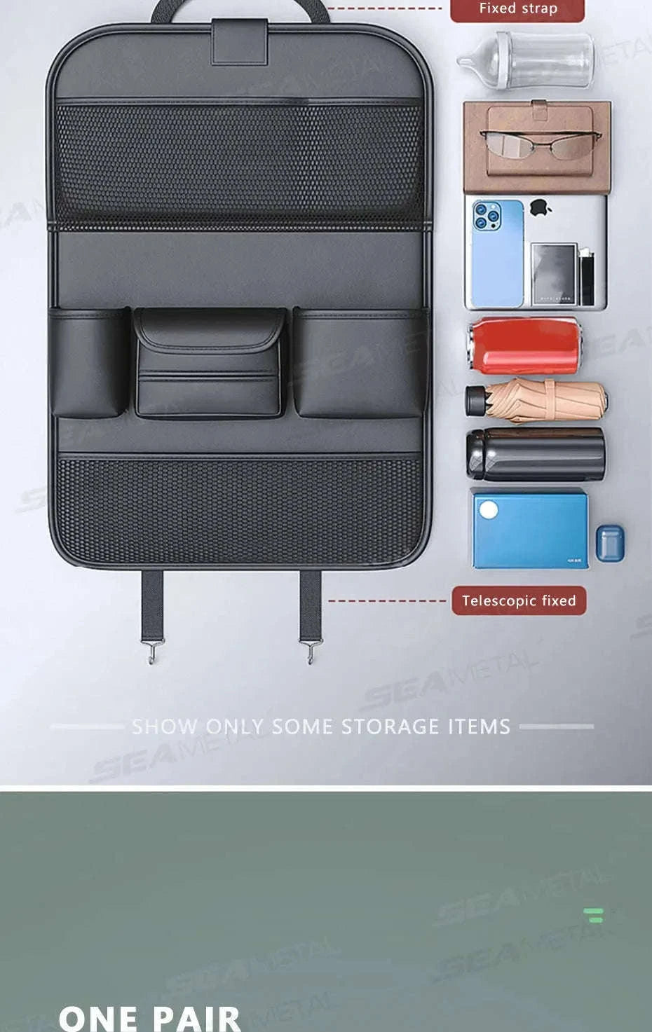 8-in-1 Car Seat Back Storage Bag with Foldable Tray-upgraded version