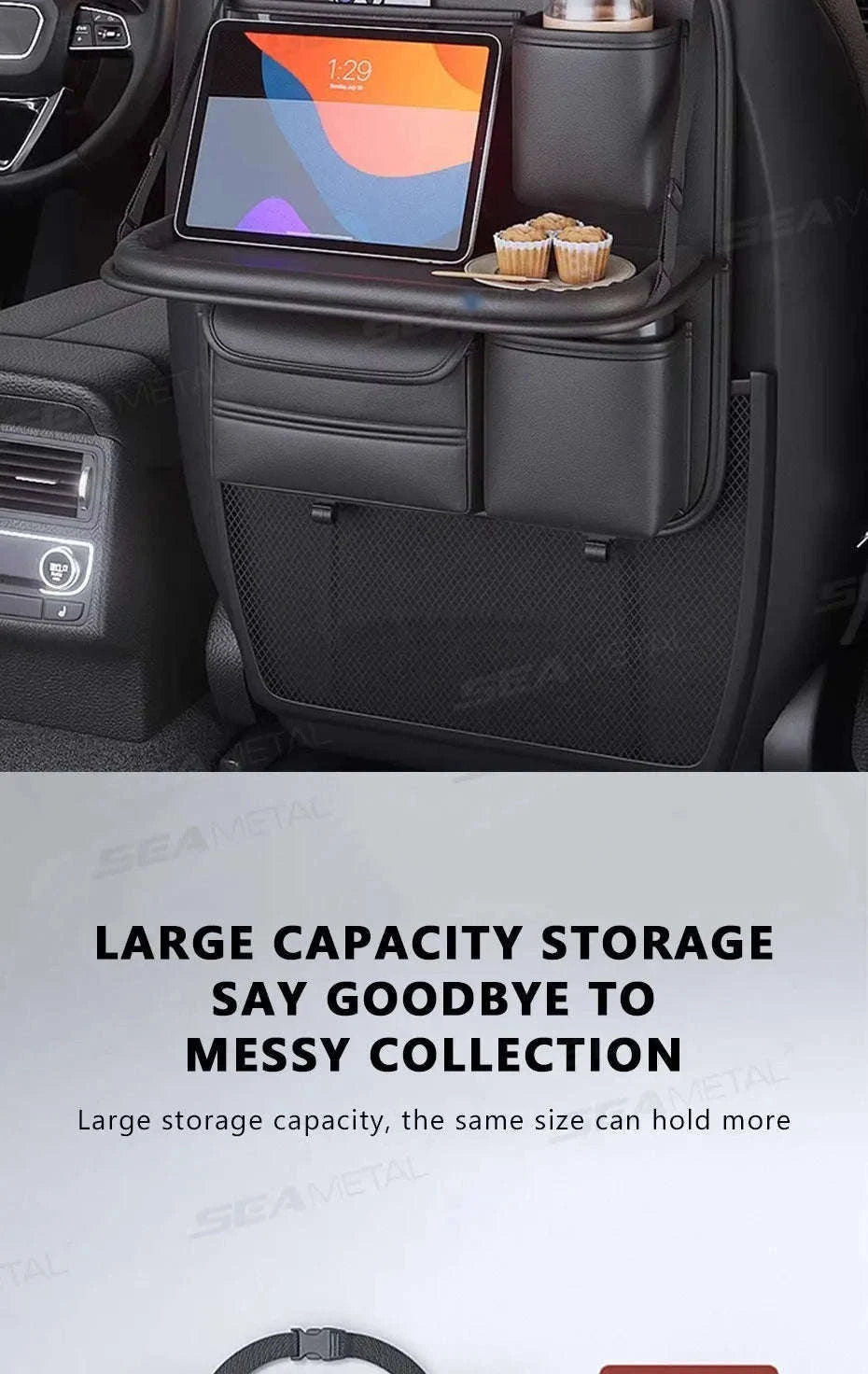 8-in-1 Car Seat Back Storage Bag with Foldable Tray-upgraded version
