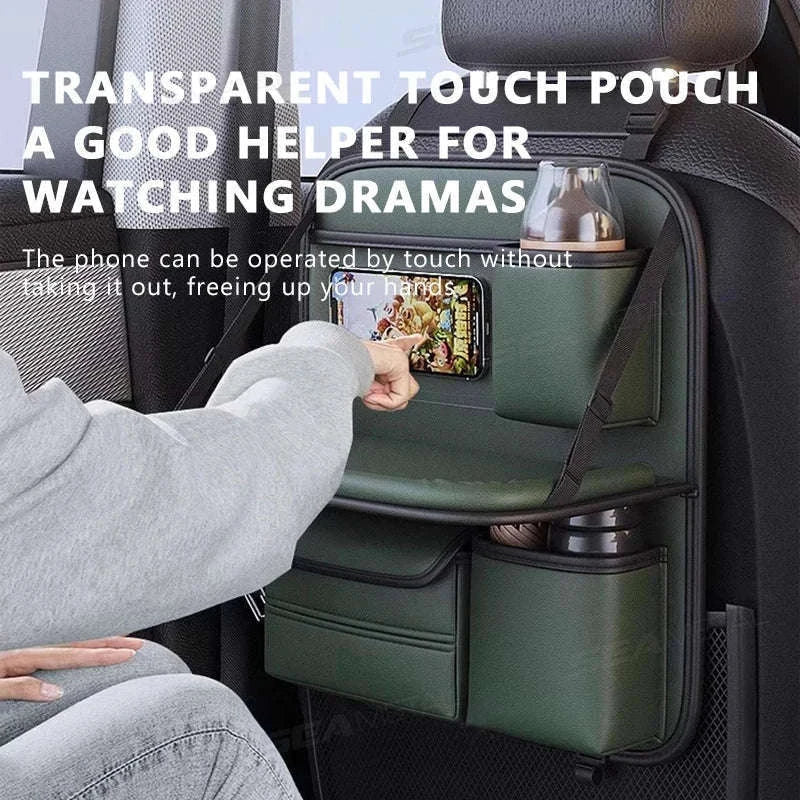 8-in-1 Car Seat Back Storage Bag with Foldable Tray-upgraded version