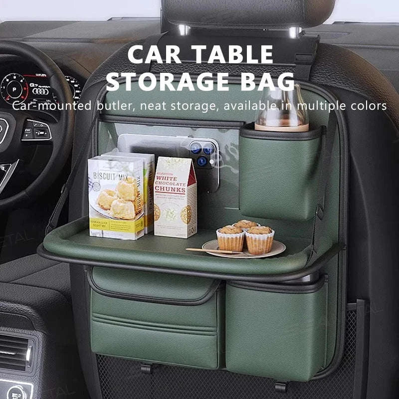 8-in-1 Car Seat Back Storage Bag with Foldable Tray-upgraded version