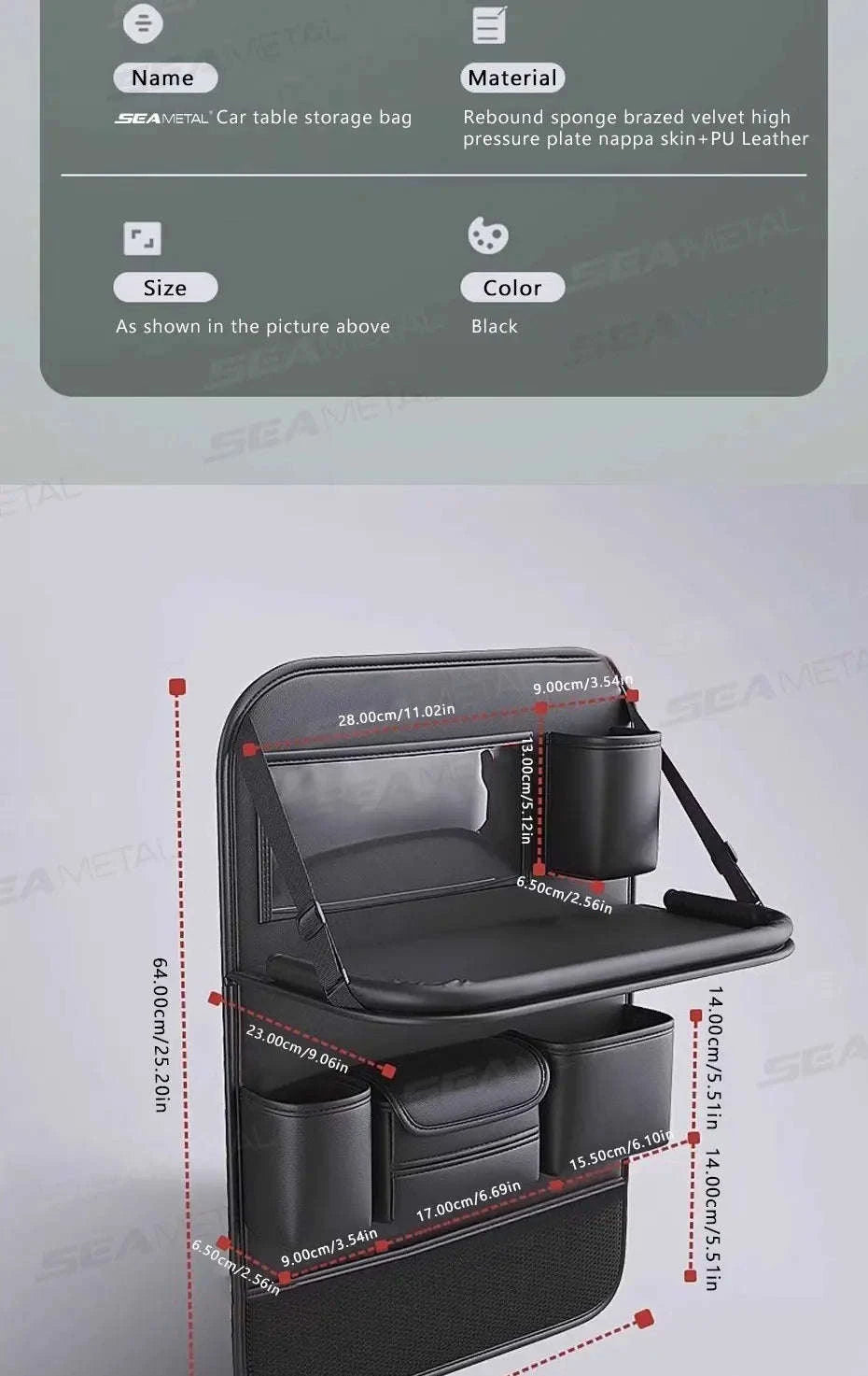 8-in-1 Car Seat Back Storage Bag with Foldable Tray-upgraded version