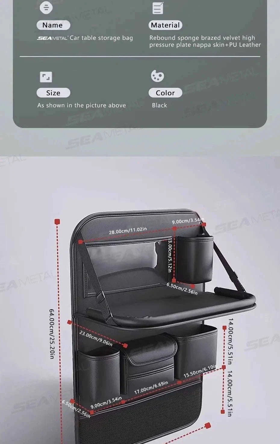 8-in-1 Car Seat Back Storage Bag with Foldable Tray-upgraded version