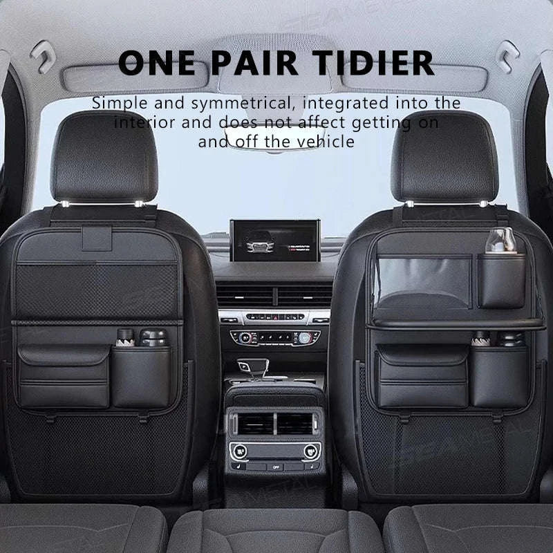 8-in-1 Car Seat Back Storage Bag with Foldable Tray-upgraded version