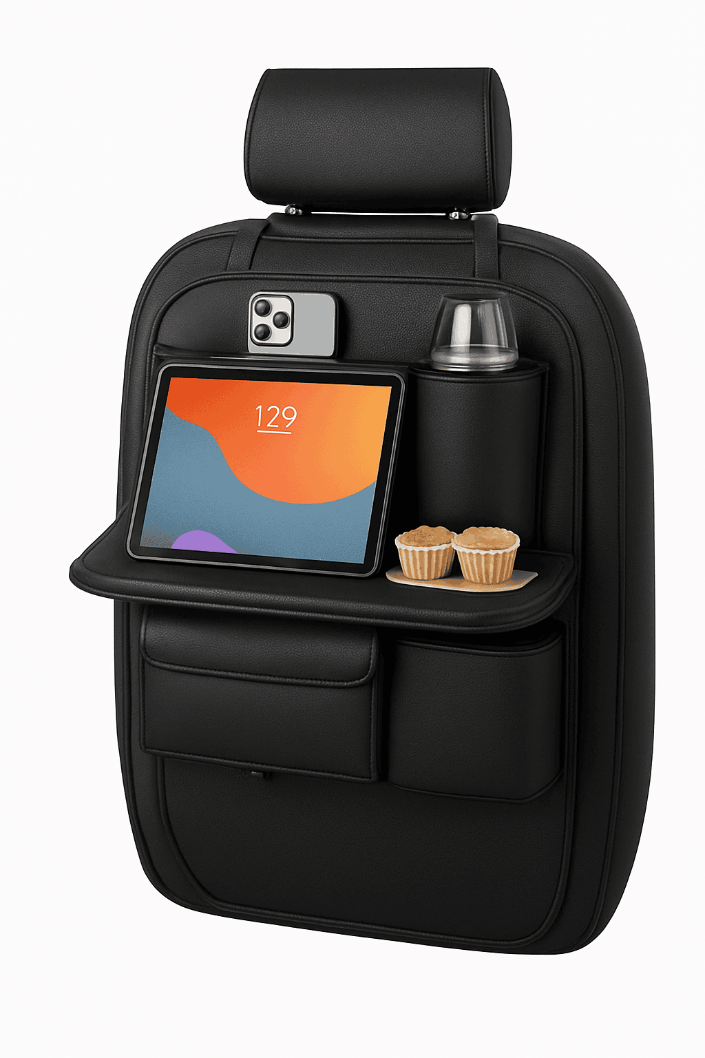8-in-1 Car Seat Back Storage Bag with Foldable Tray-upgraded version