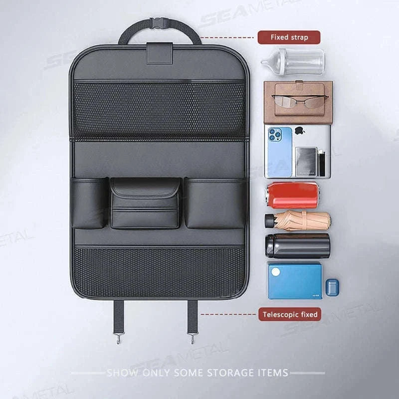 8-in-1 Car Seat Back Storage Bag with Foldable Tray-upgraded version