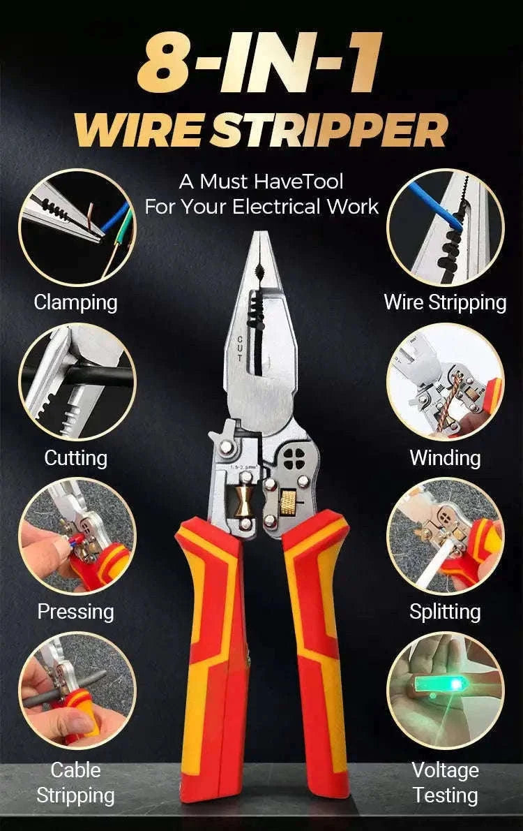 8-in-1 Multi-Function Wire Stripper, Cutter & Crimping Pliers Tool-Default Title