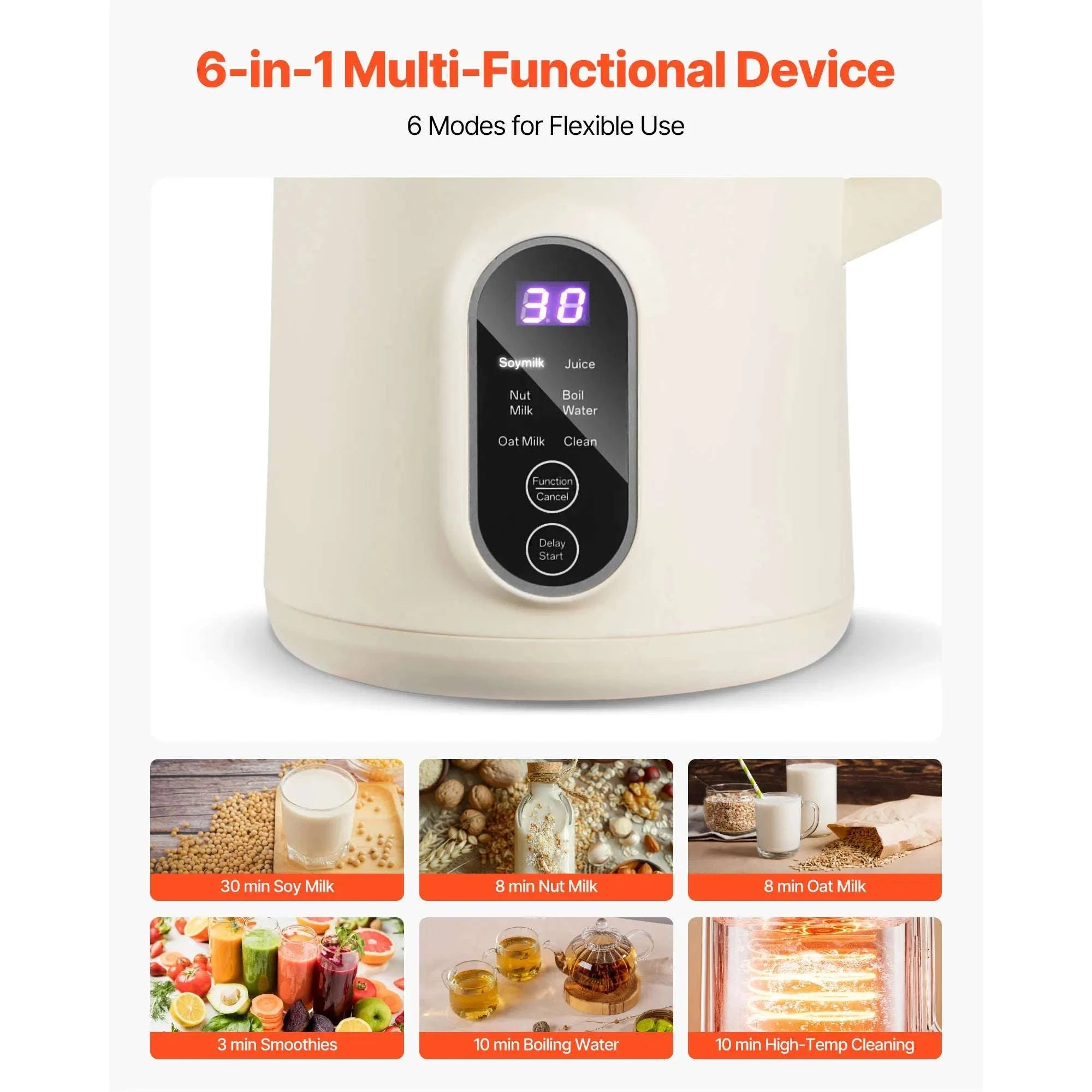 8-in-1 Nut Milk Maker with Self-Cleaning & 12-Hour Timer-600ML / United States