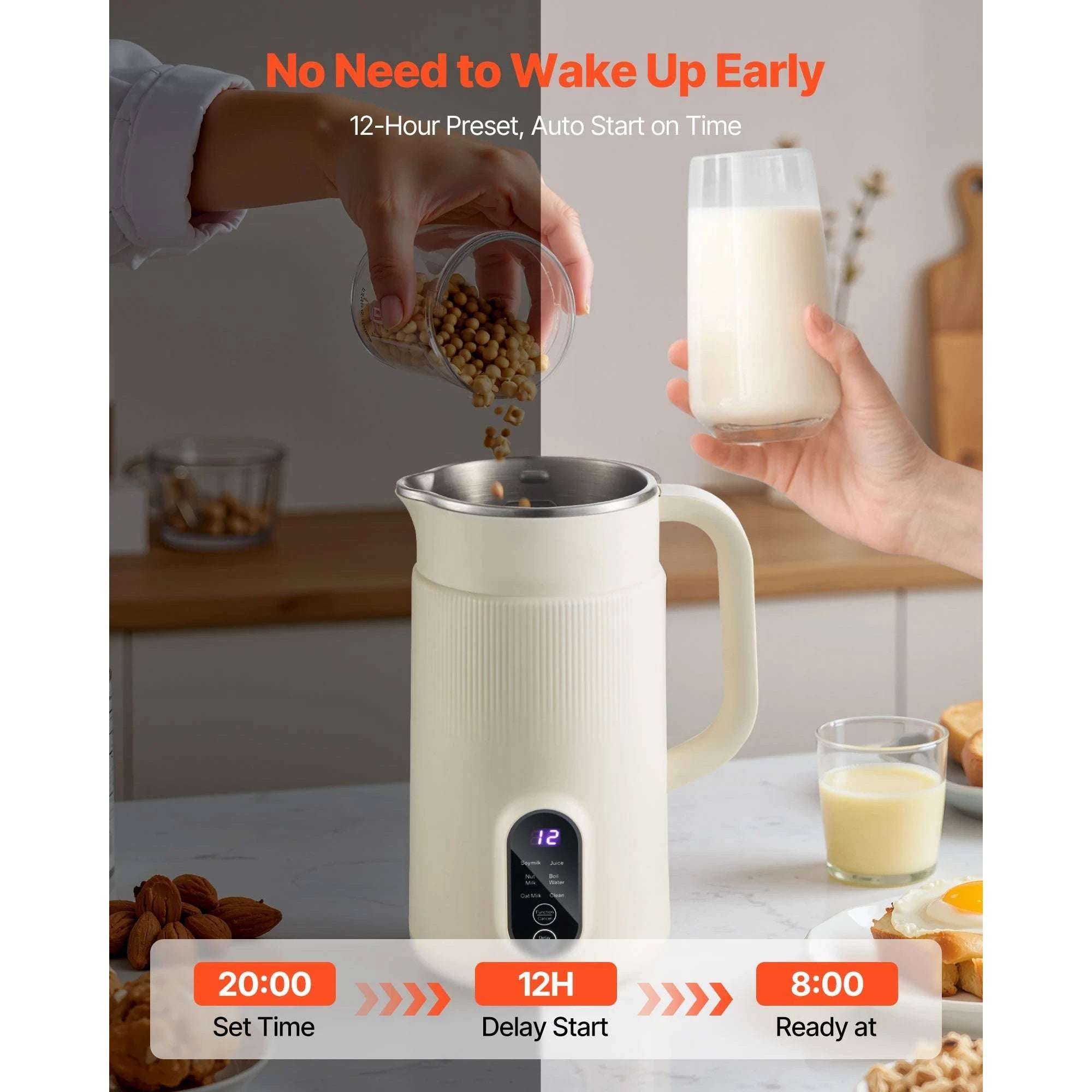 8-in-1 Nut Milk Maker with Self-Cleaning & 12-Hour Timer-600ML / United States