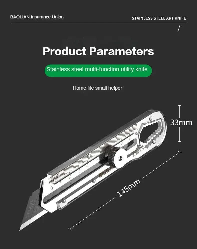 8‑in‑1 Stainless Steel Utility Knife Box Cutter-10 Blades