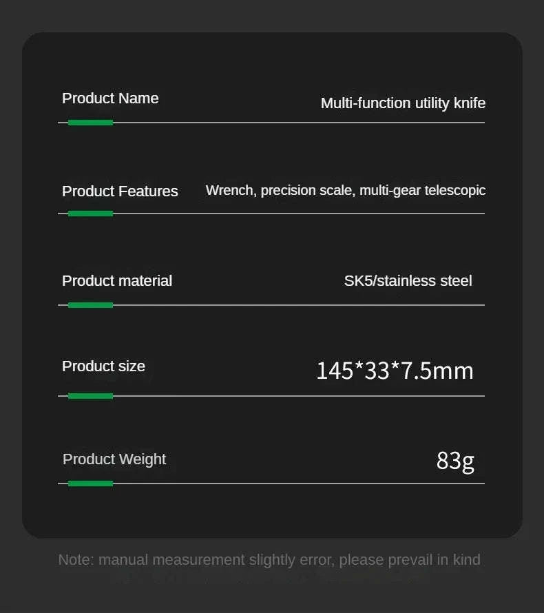 8‑in‑1 Stainless Steel Utility Knife Box Cutter-10 Blades