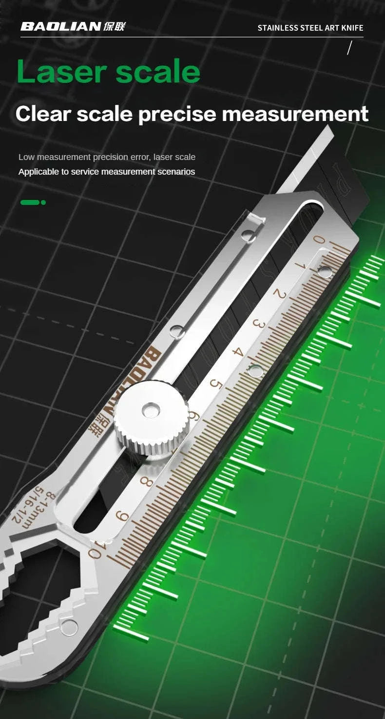 8‑in‑1 Stainless Steel Utility Knife Box Cutter-10 Blades