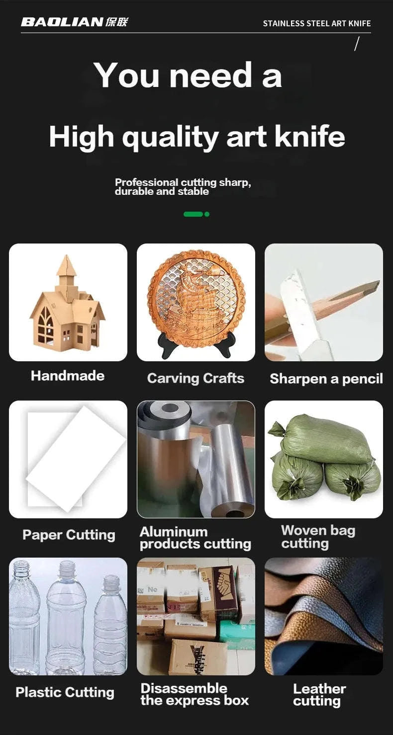 8‑in‑1 Stainless Steel Utility Knife Box Cutter-10 Blades