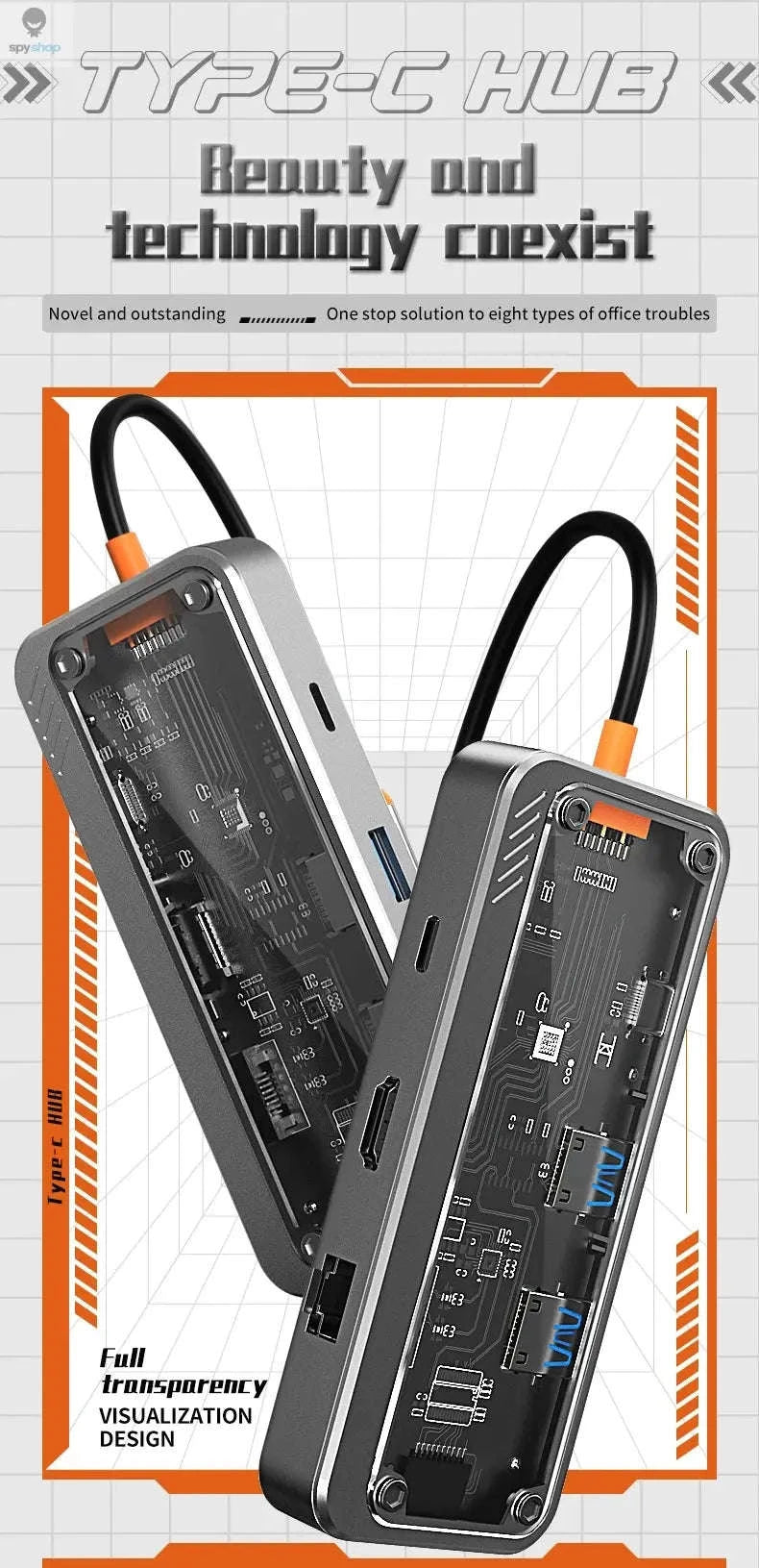 8‑in‑1 USB‑C Docking Station Hub for MacBook Pro & Air-10in1 -SW10V