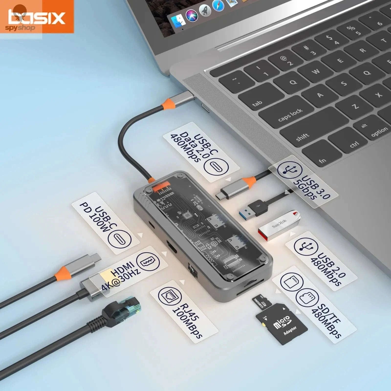 8‑in‑1 USB‑C Docking Station Hub for MacBook Pro & Air-10in1 -SW10V