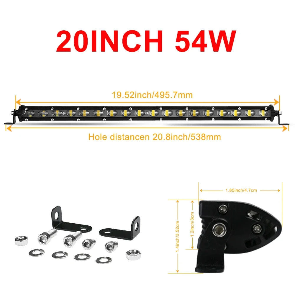 8 Inch 12V 24V Slim LED Light Bar Spotlight-1pc 8 inch white