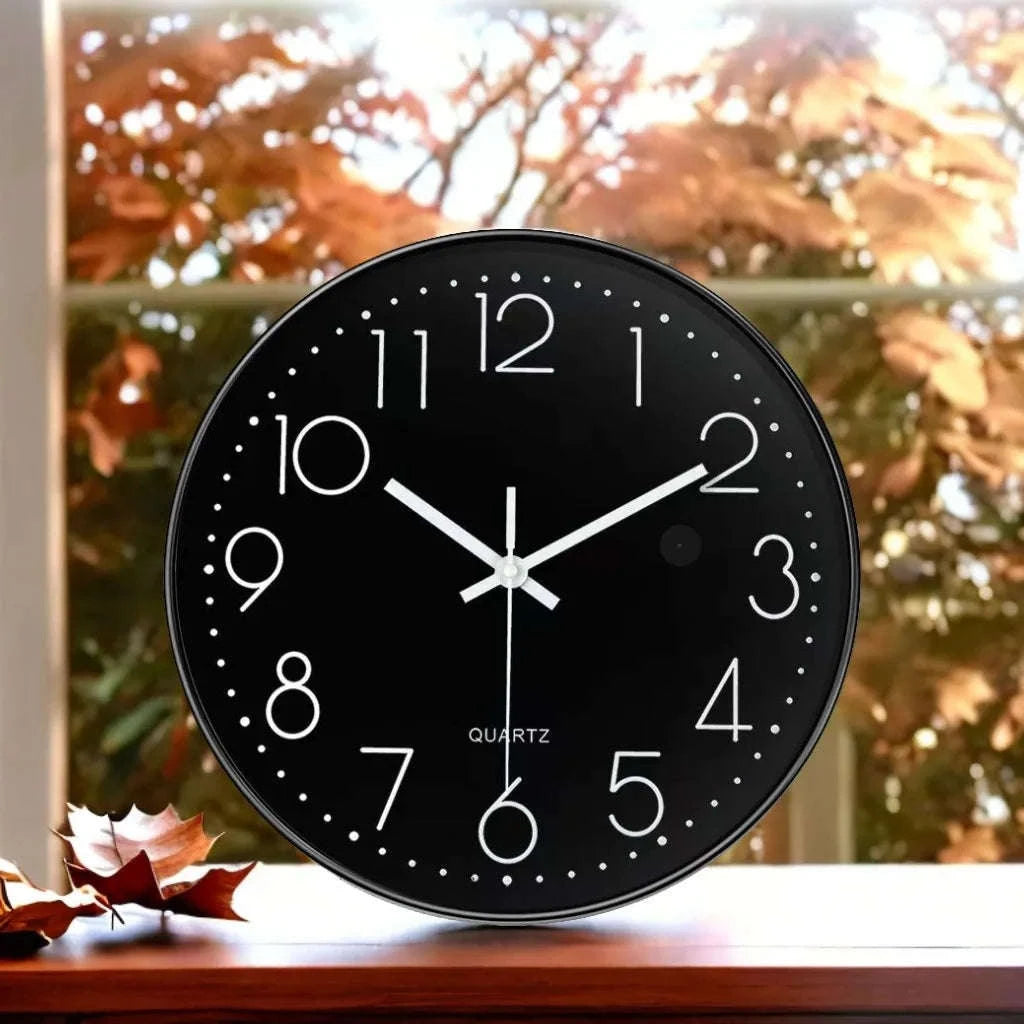 8‑Inch Creative Nanny Wall Clock with Hidden IP Camera-black / Add 64G Card