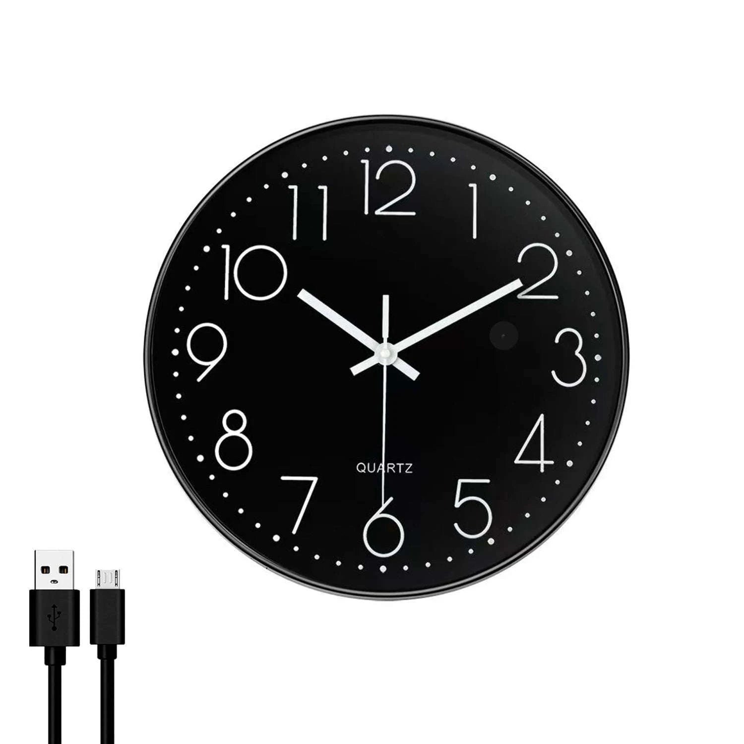 8‑Inch Creative Nanny Wall Clock with Hidden IP Camera-black / Add 64G Card
