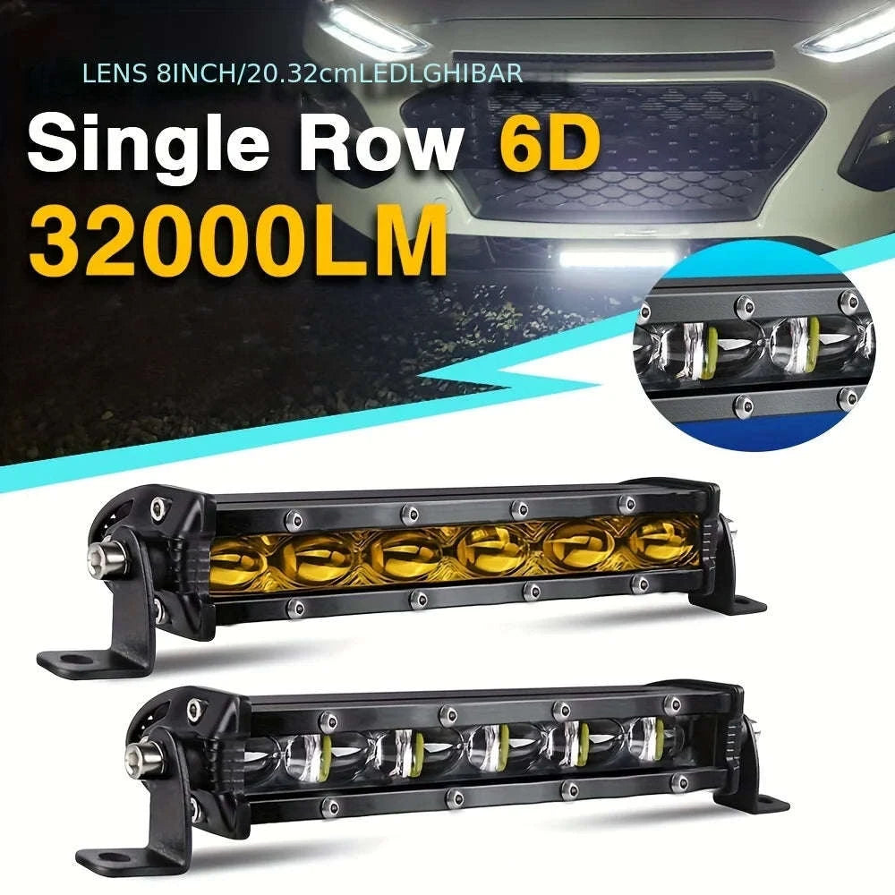 8 Inch LED Light Bar 12V 24V Spot Work Light-2pcs 8inch yellow / China Mainland